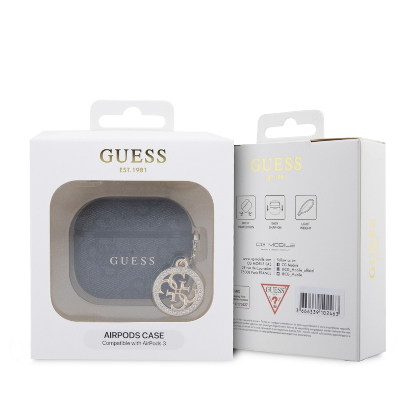 Guess 4G Script PC/PU Charm tok az AirPods 3-hoz Fekete