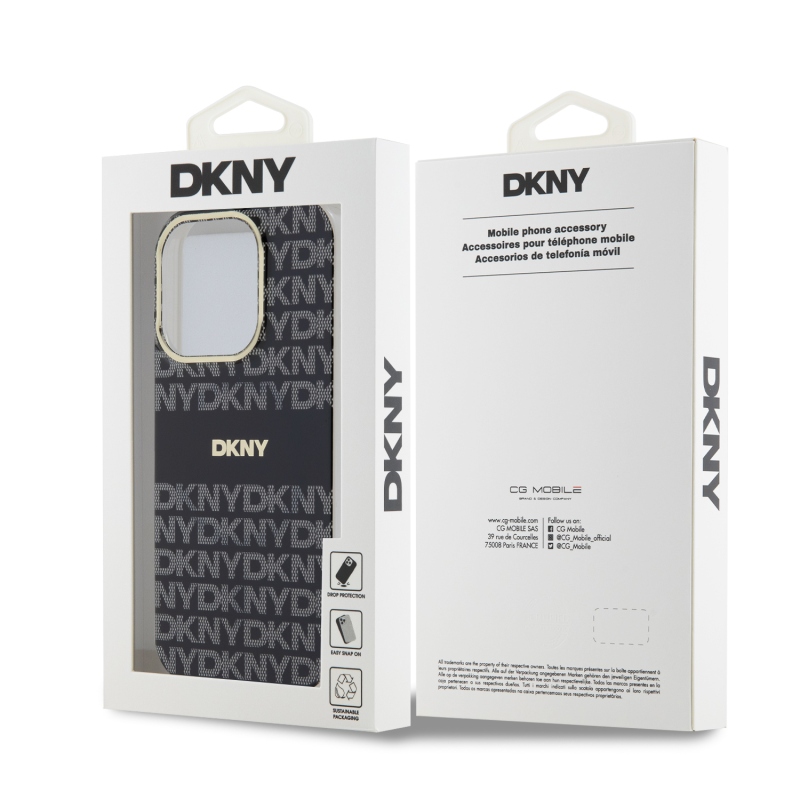 DKNY PC/TPU ismétlődő mintás tonális csíkos Magsafe hátlap iPhone 13 Pro Fekete