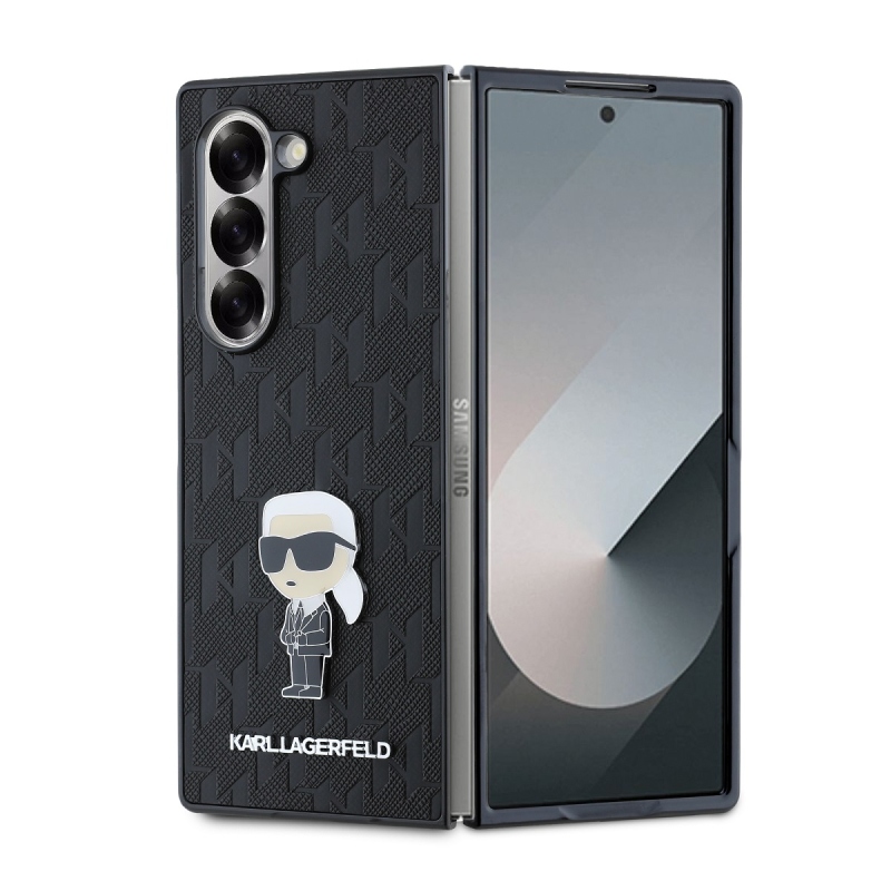Karl Lagerfeld PU Saffiano Monogram Iconic hátlap Samsung Galaxy Z Fold 6 Fekete fekete
