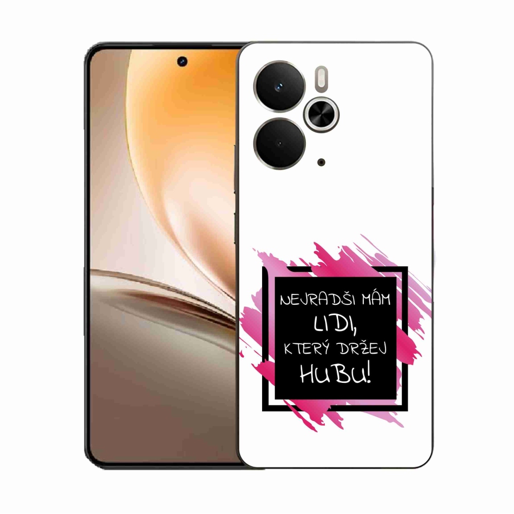 Gél borító mmCase a Realme 14 5G készülékhez - vicces szöveg 7 fekete és fehér háttérrel
