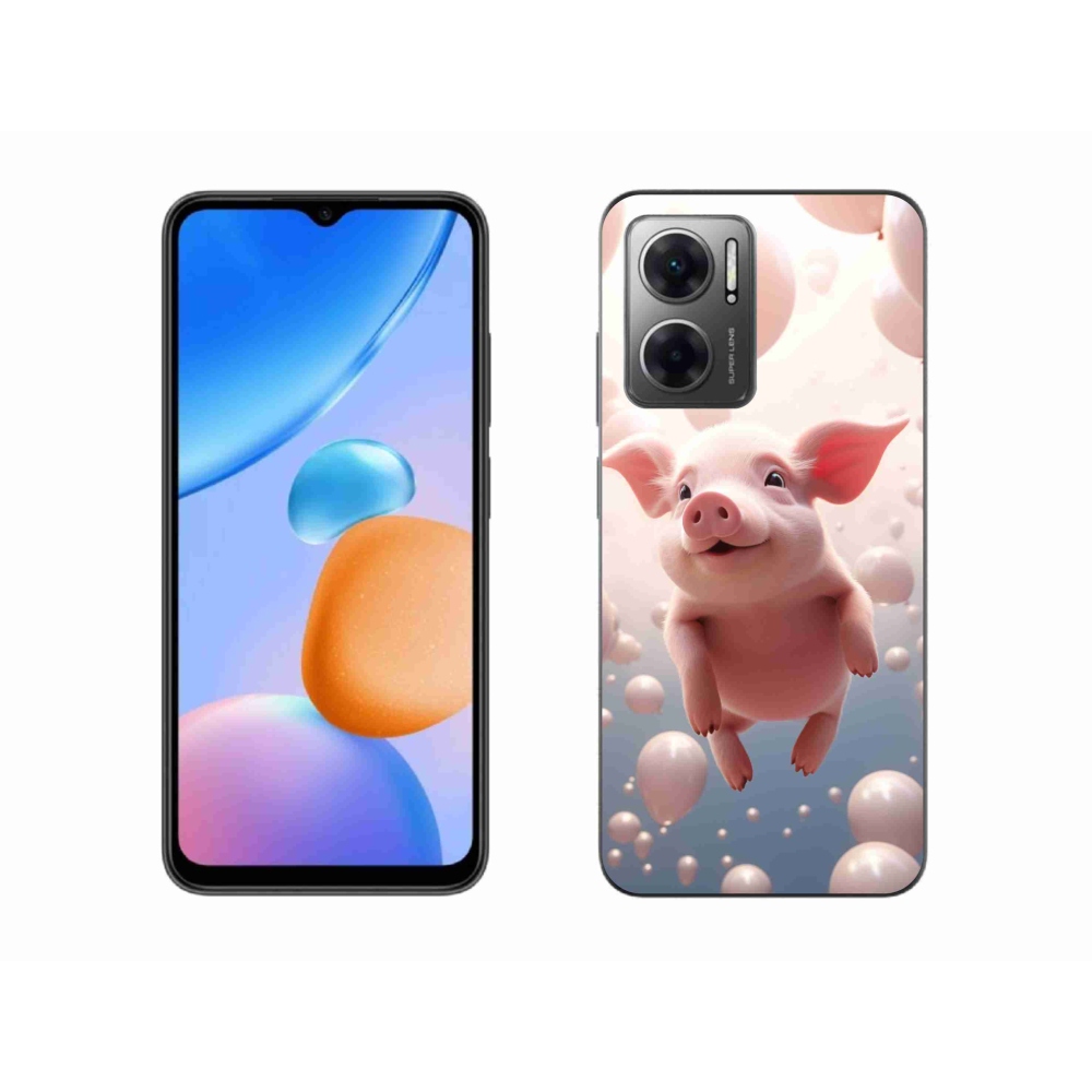 Gél borító mmCase a Xiaomi Redmi 10 5G-hez - malac lufikkal