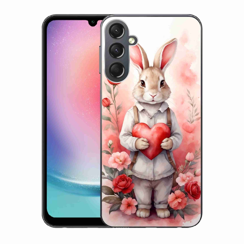 Gél borítás mmCase Samsung Galaxy A24 készülékhez - nyúl szívvel
