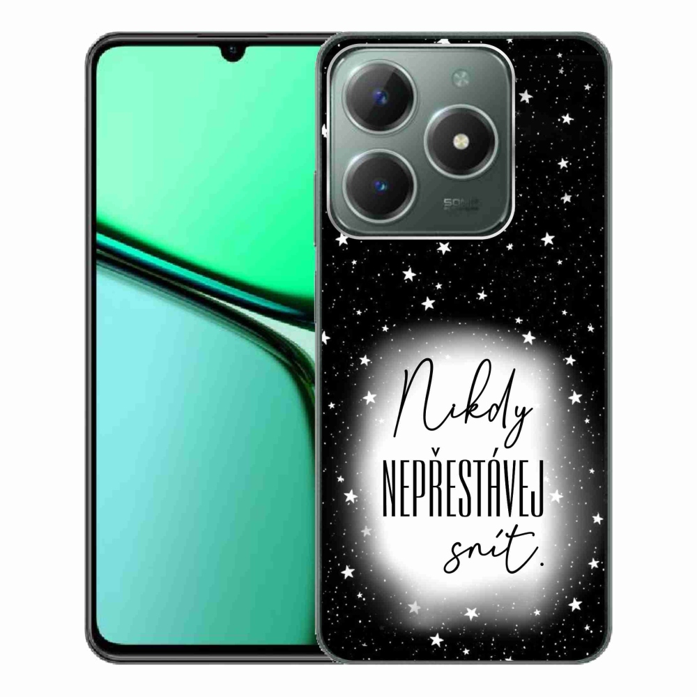 Zselés borító mmCase a Realme C61 készülékhez - idézet 1 fehér és fekete háttérrel