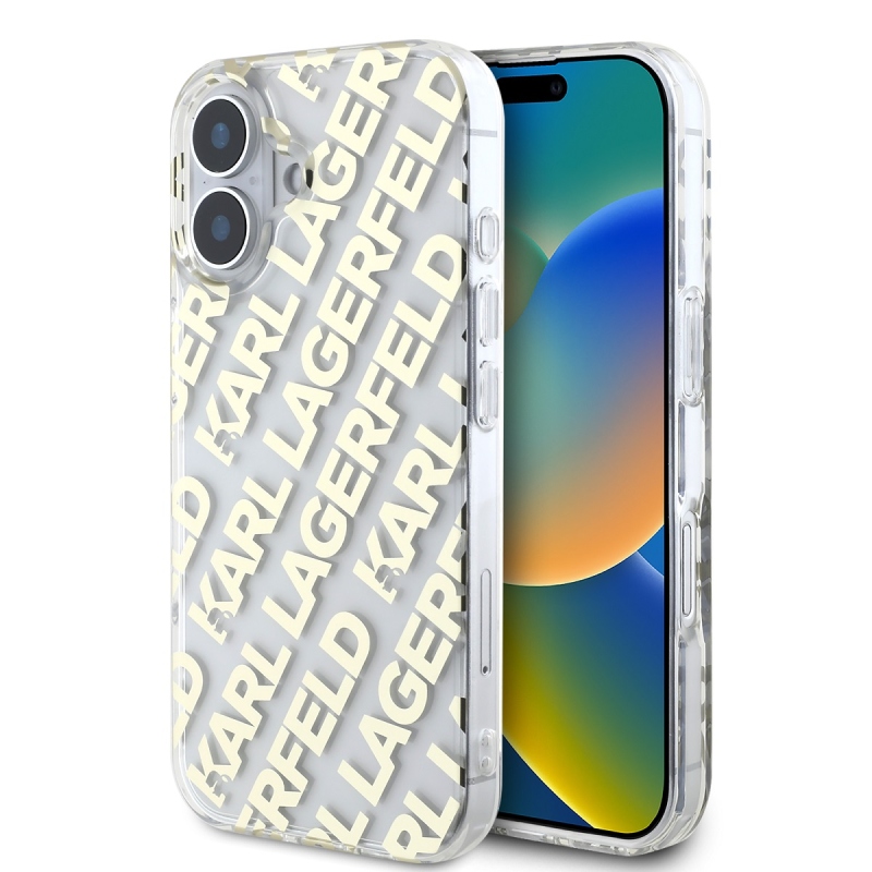 Karl Lagerfeld IML Electroplated Repeated Logo Back Cover for iPhone 16 arany