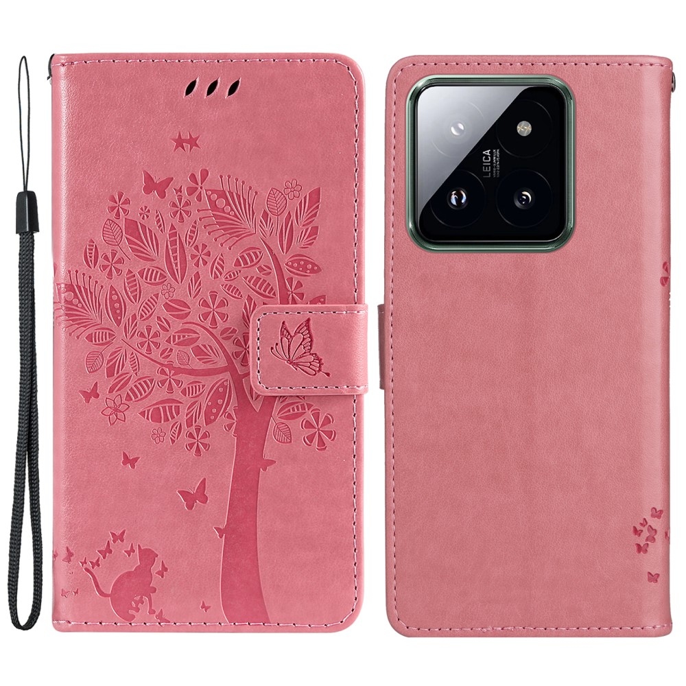 Fák könyve tok Xiaomi 14 Pro - rózsaszínű