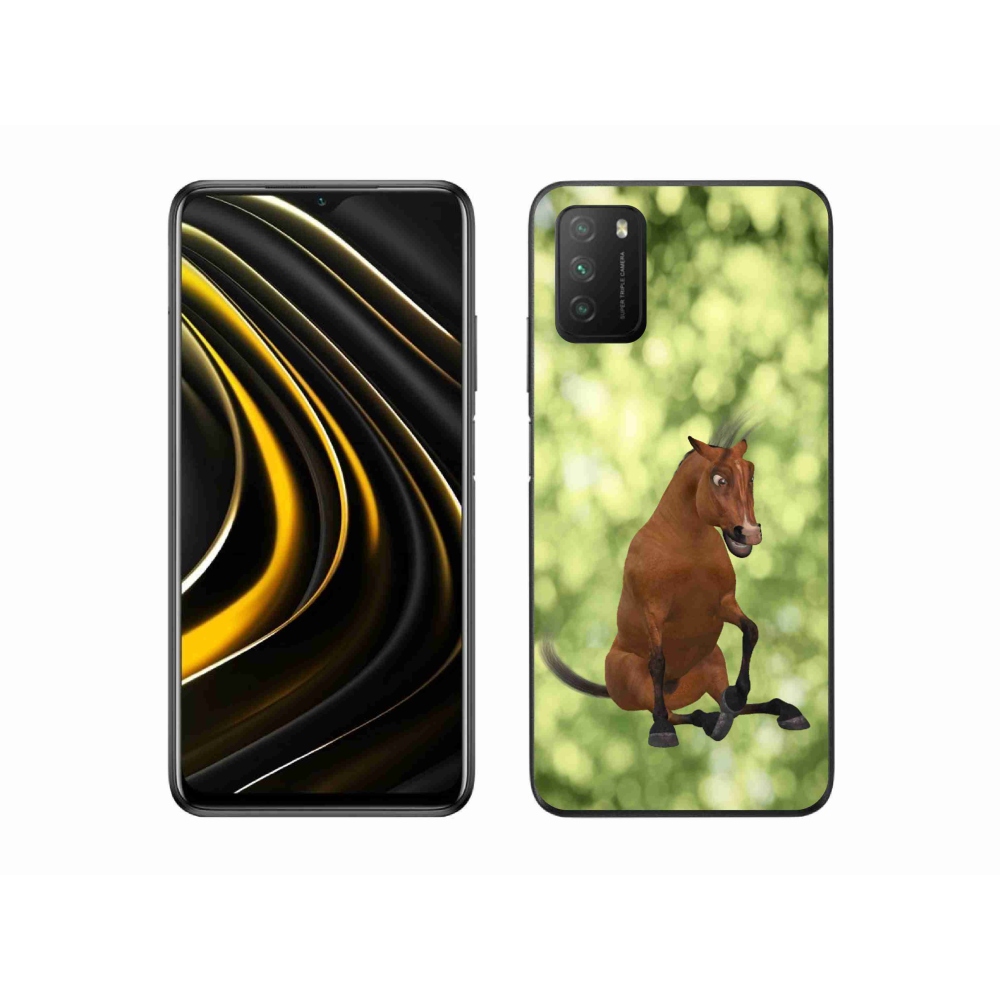 Gél borítás mmCase a Xiaomi Poco M3-hoz - barna rajzfilm ló 1