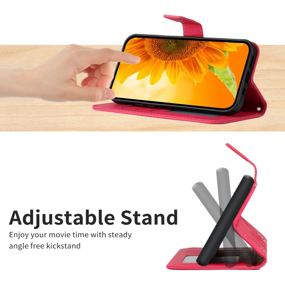 Napraforgó könyv tok a Xiaomi Redmi Note 14 Pro-hoz - rózsaszínű