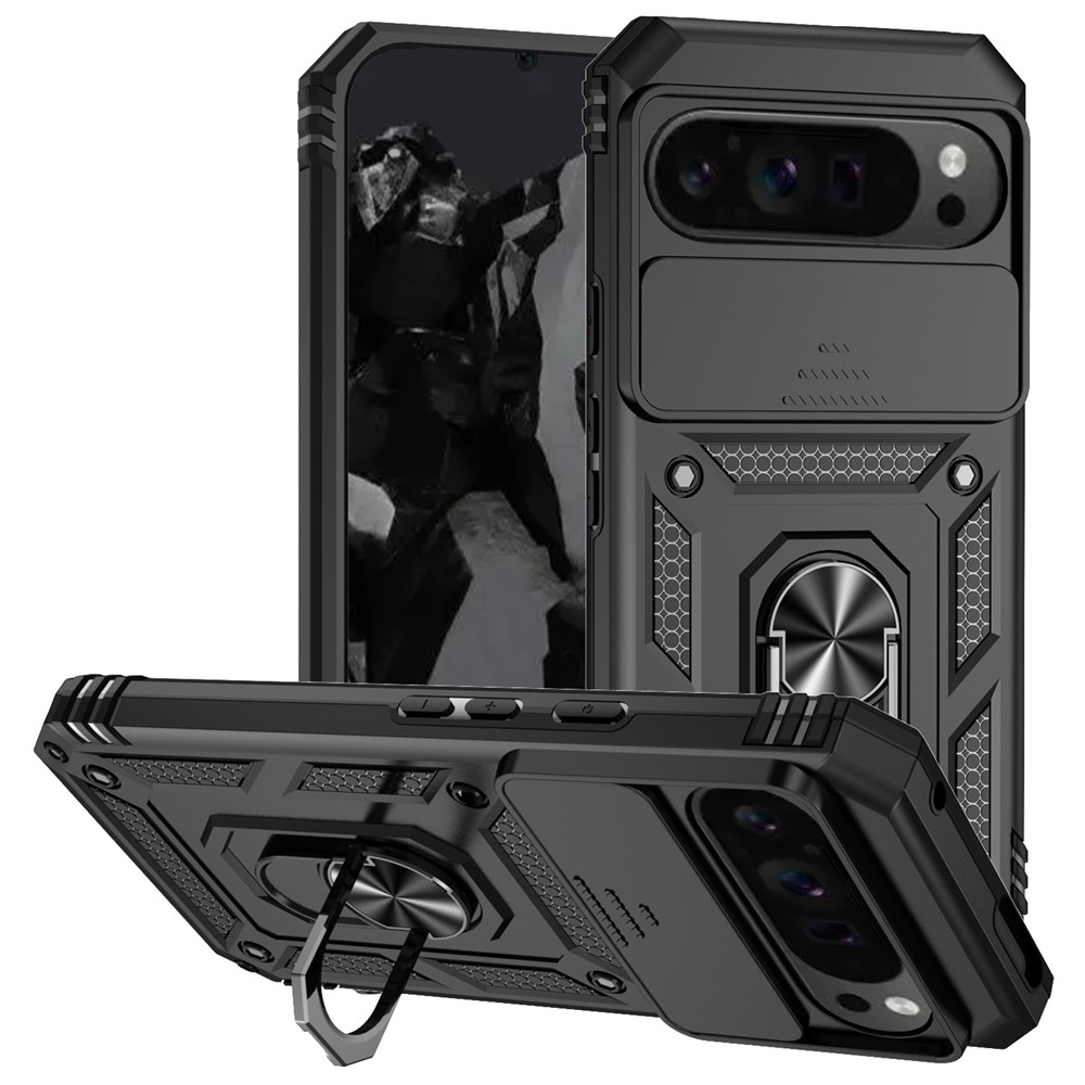 Gyűrűálló borítás Google Pixel 10 Pro XL/Pixel 9 Pro XL készülékhez - fekete