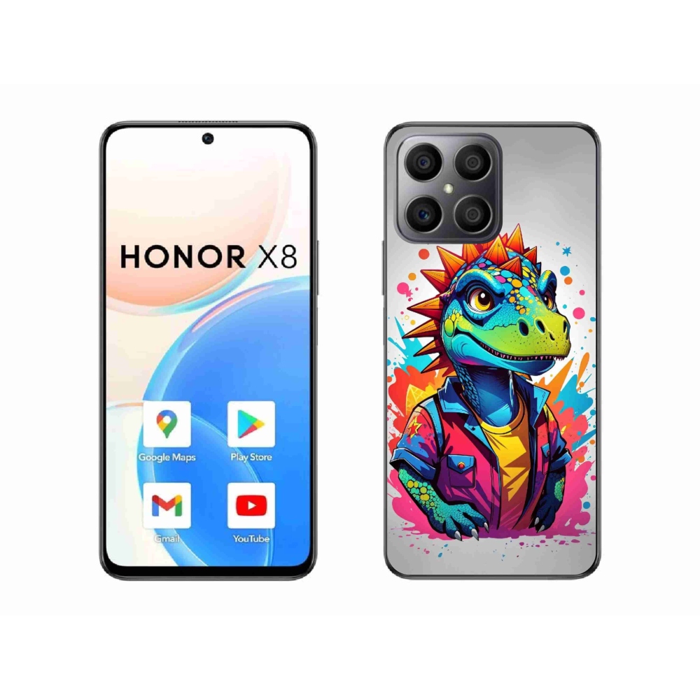 Zselés borítás mmCase a Honor X8-hoz - színes dinoszaurusz