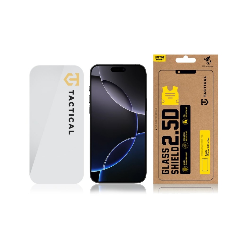 Taktikai üvegpajzs 2.5D üveg Apple iPhone 16 Pro Max készülékhez Tiszta