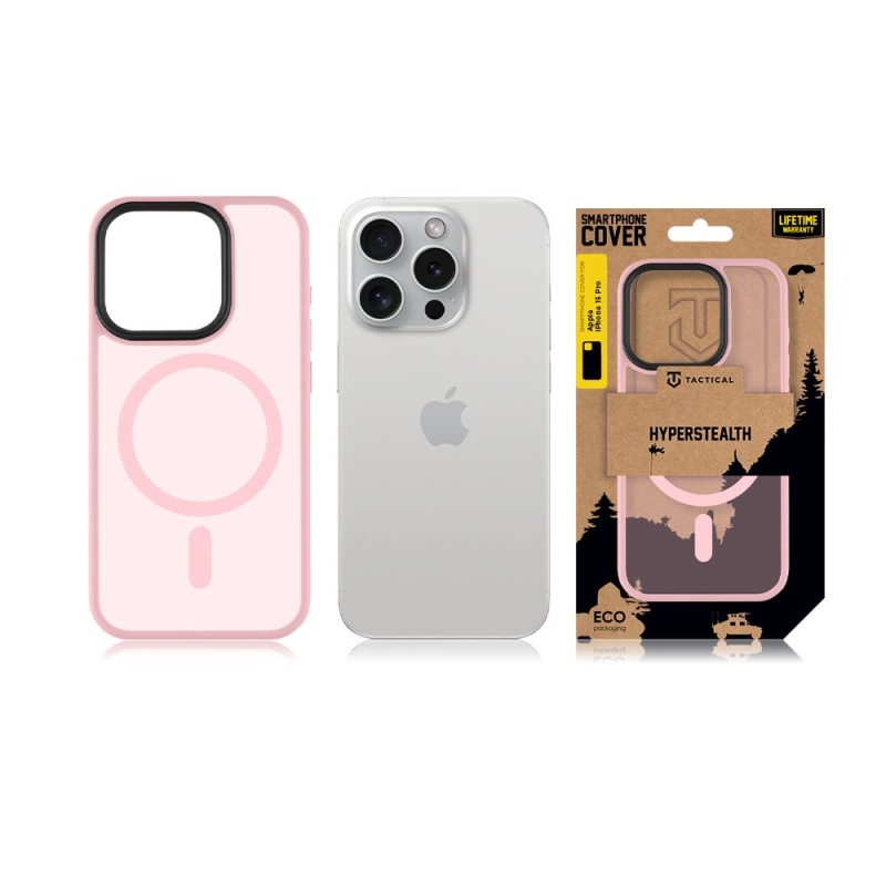 Taktikai MagForce Hyperstealth borító iPhone 15 Pro rózsaszín párduchoz