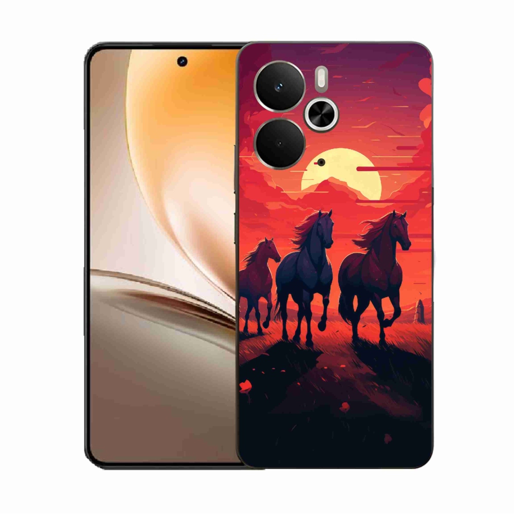 Gél borítás mmCase a Realme 14 5G számára - lovak és naplemente