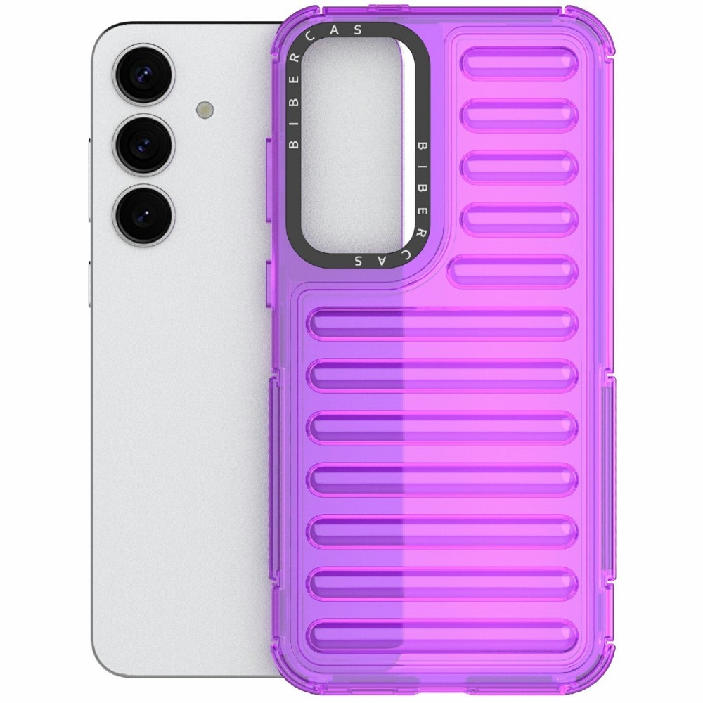 Csíkos tartós borító Samsung Galaxy S25+ készülékhez - lila