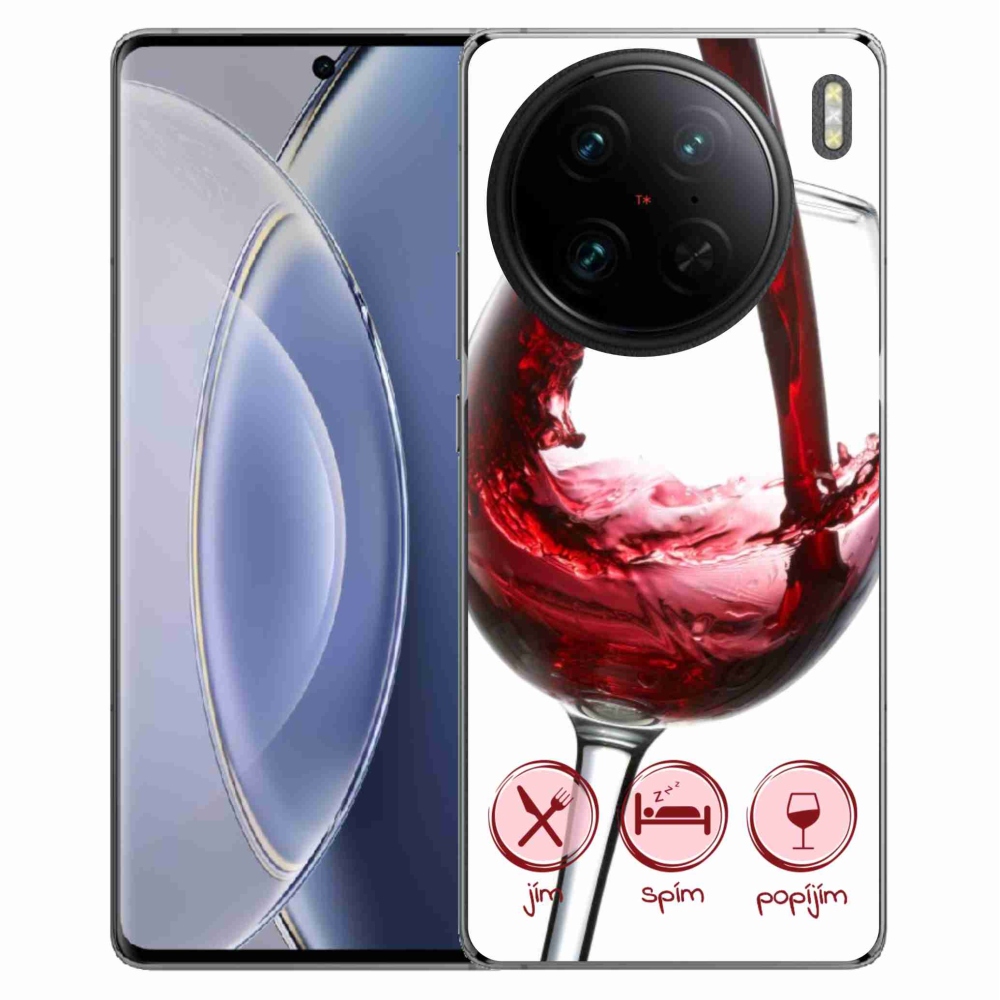 Gél tok mmCase a Vivo X90 Pro-hoz - borospohár piros