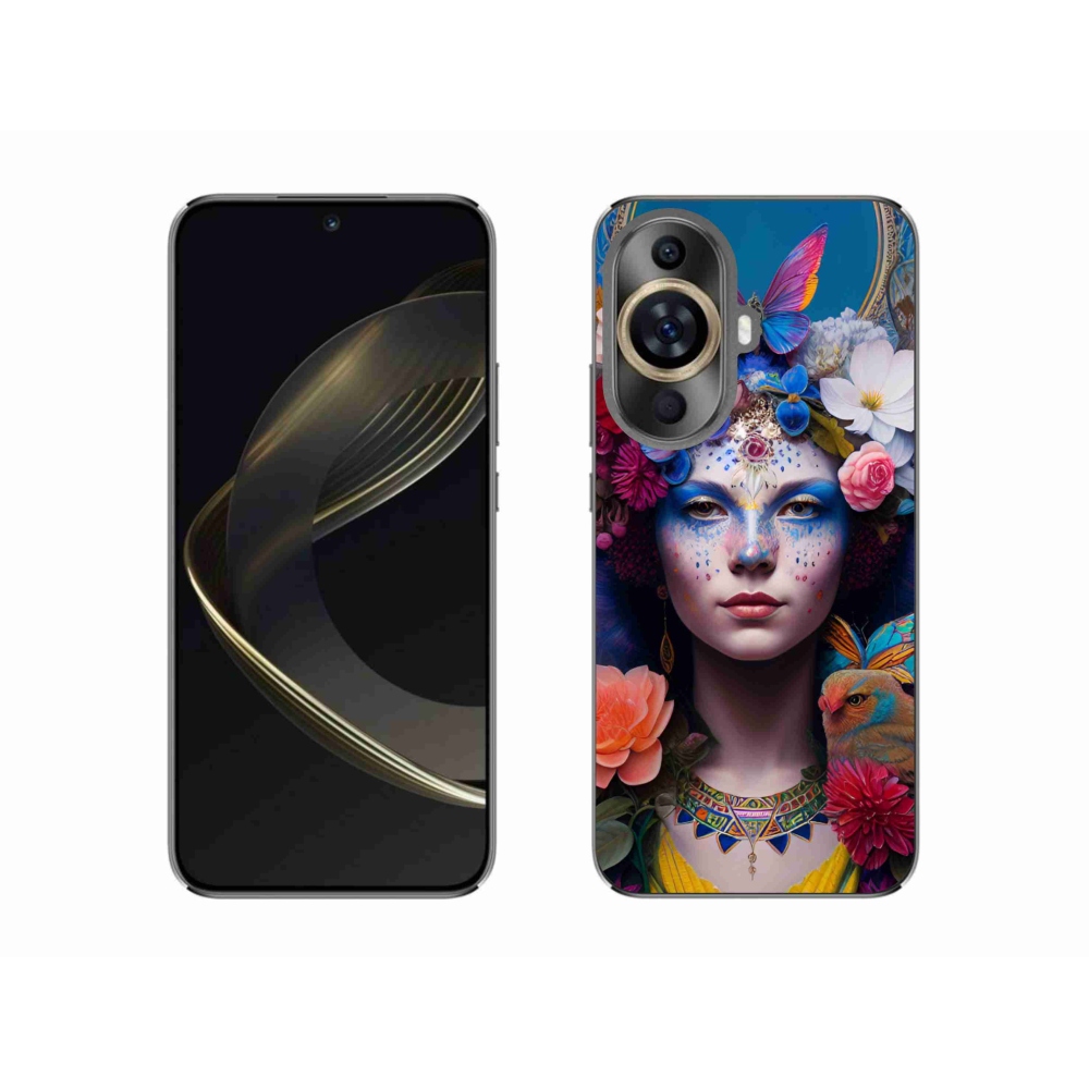 Gél borító mmCase a Huawei Nova 11-hez - nő virágokkal