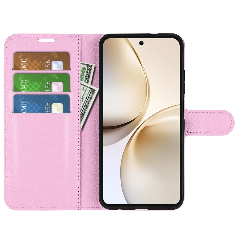Litchi könyvtáska a Realme 14 Pro+ 5G készülékhez - rózsaszín