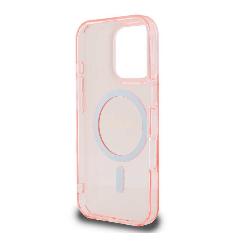 Guess IML Glitter Ring MagSafe hátlap iPhone 16 Pro rózsaszínű iPhone 16 Pro készülékhez