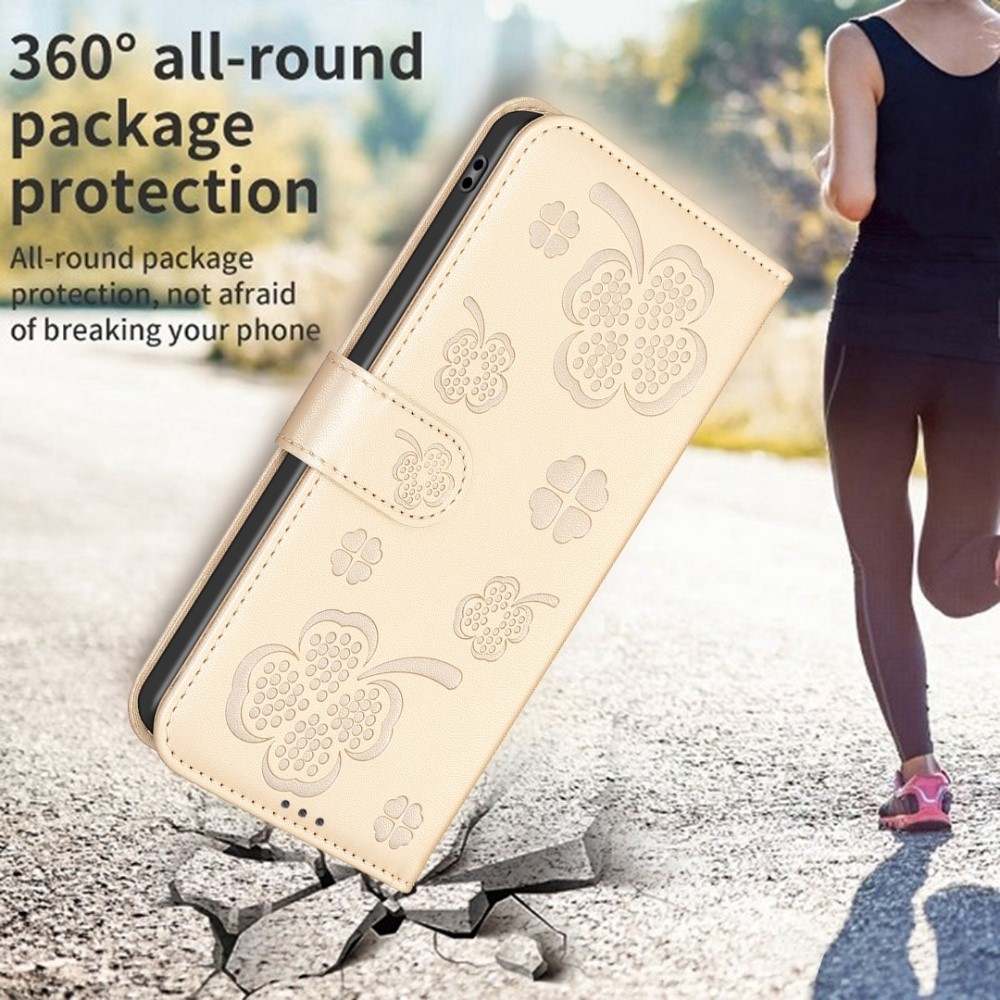 Clover könyv tok a Honor Magic 6 Lite 5G készülékhez - arany színű