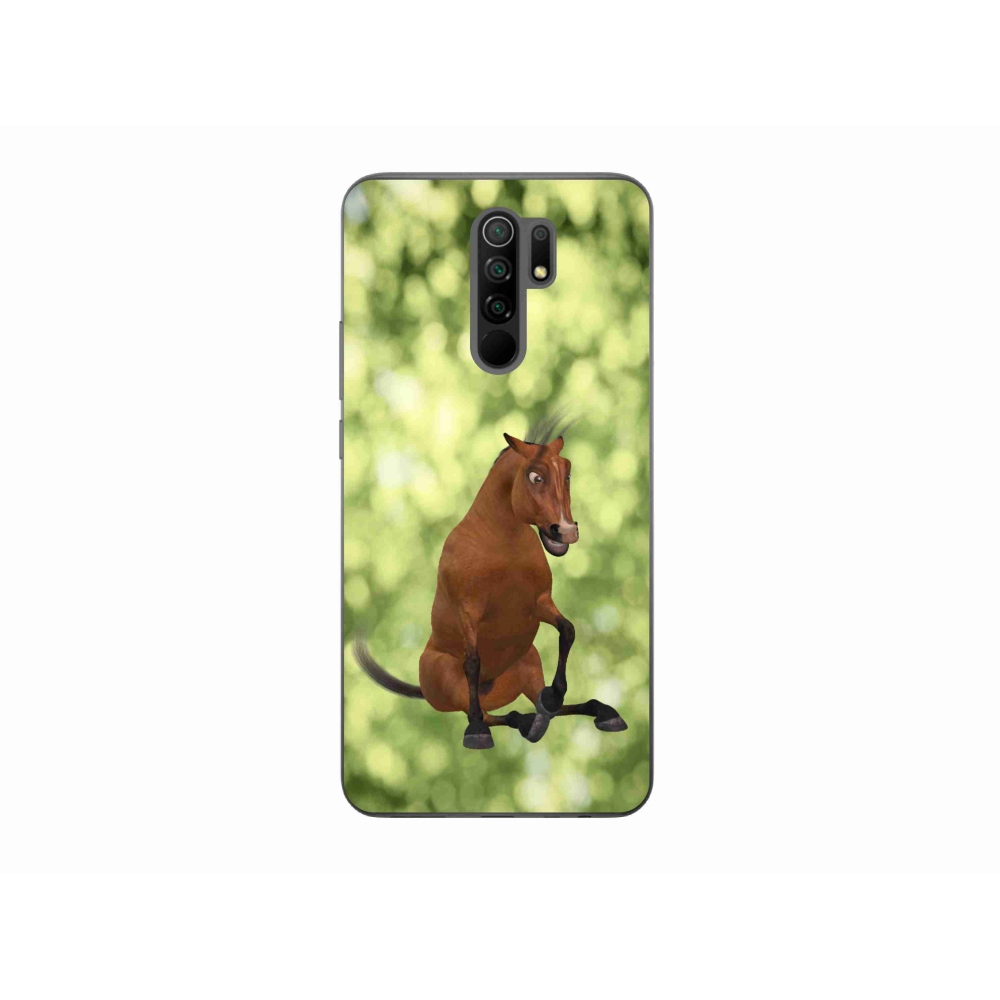 Gél borítás mmCase a Xiaomi Redmi 9-hez - barna rajzfilm ló 1