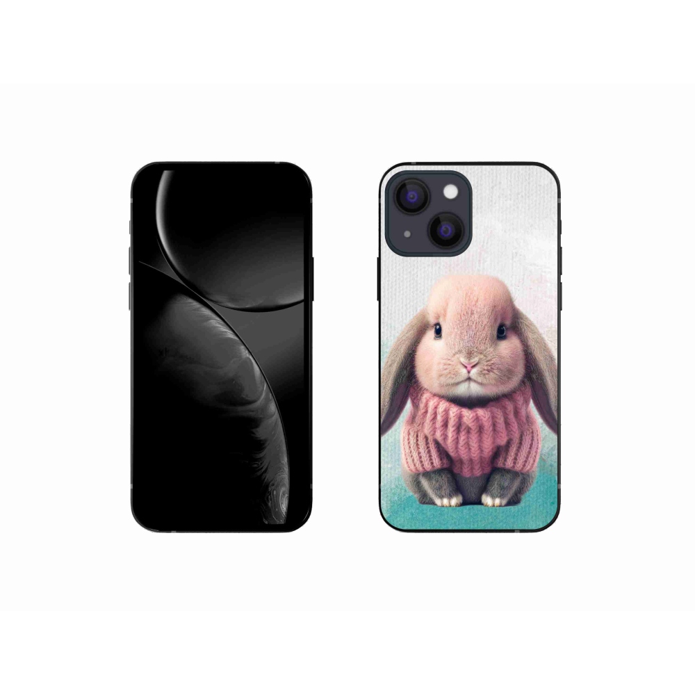 Zselés borítás mmCase iPhone 13 mini készülékhez - nyúl pulóverben