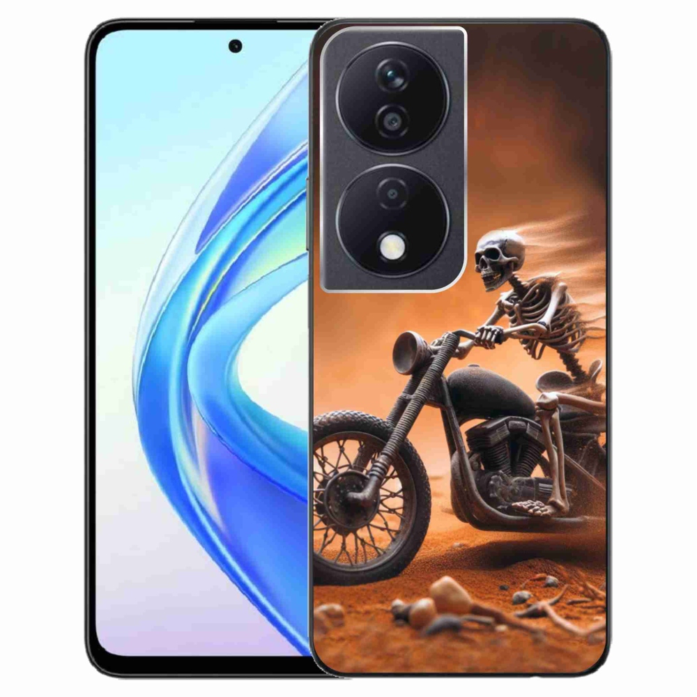 Zselés borítás mmCase a Honor X7b/Honor 90 Smart számára - csontváz egy motorkerékpáron