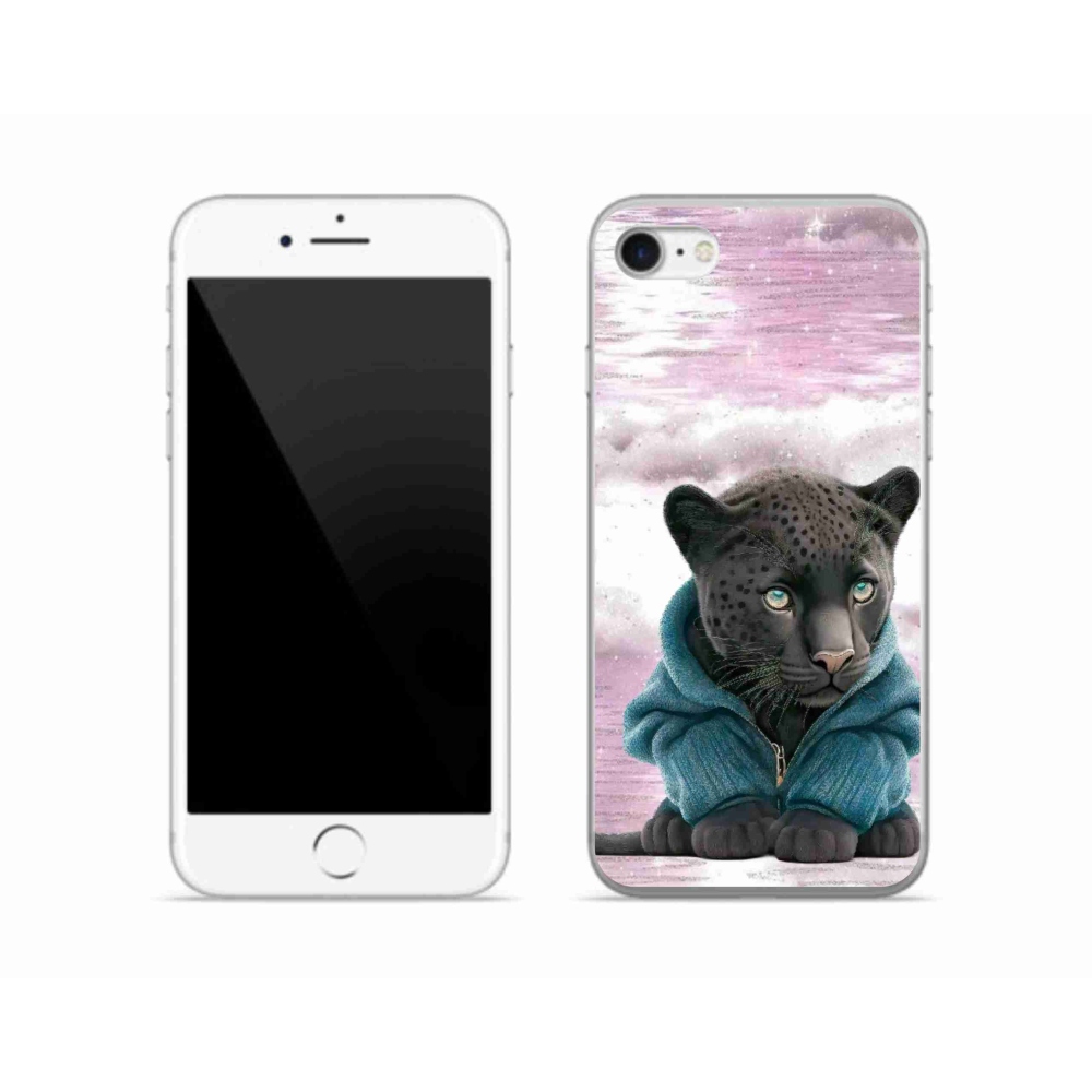 Zselés borítás mmCase iPhone SE (2020) készülékhez - fekete párduc pulóverben
