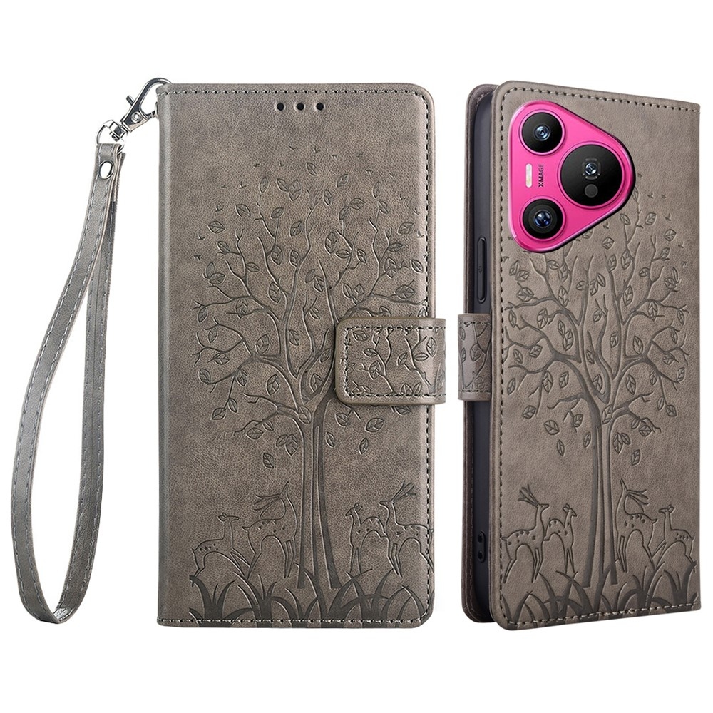 Fa könyvtáska Huawei Pura 70-hez - szürke