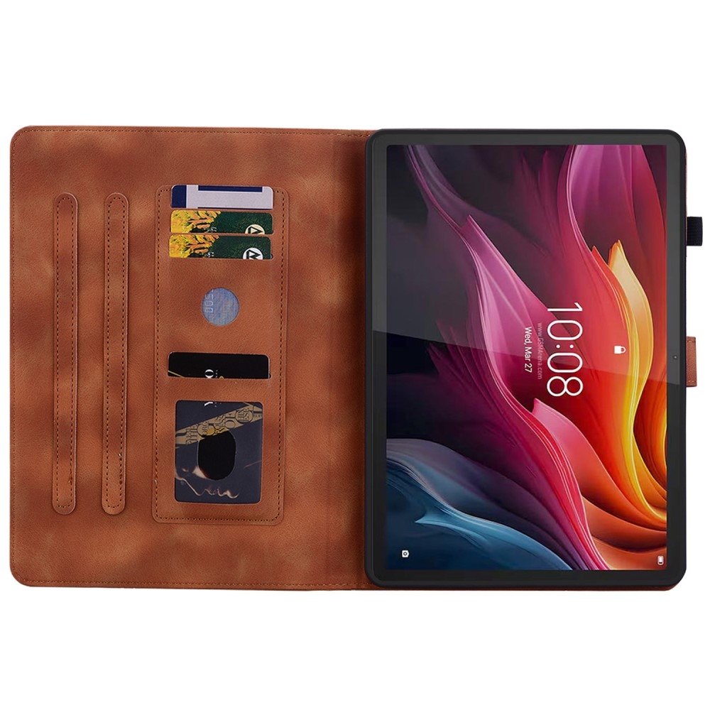 Virágok záró tok Lenovo Tab K11 Plus-hoz - barna