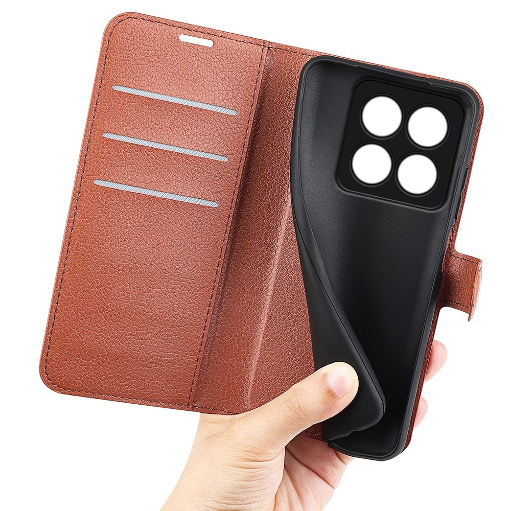 Litchi könyv tok a Xiaomi 14 Pro-hoz - barna