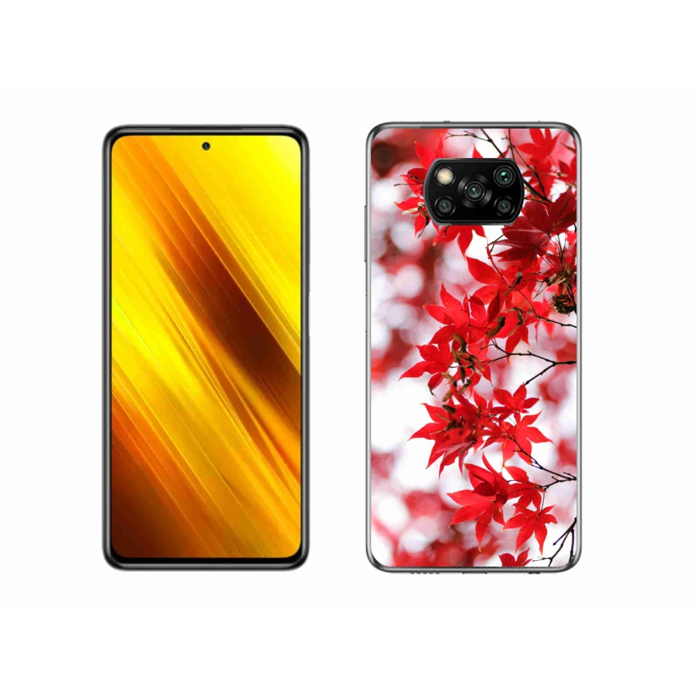 Gél borítás mmCase a Xiaomi Poco X3 Pro számára - piros levelek