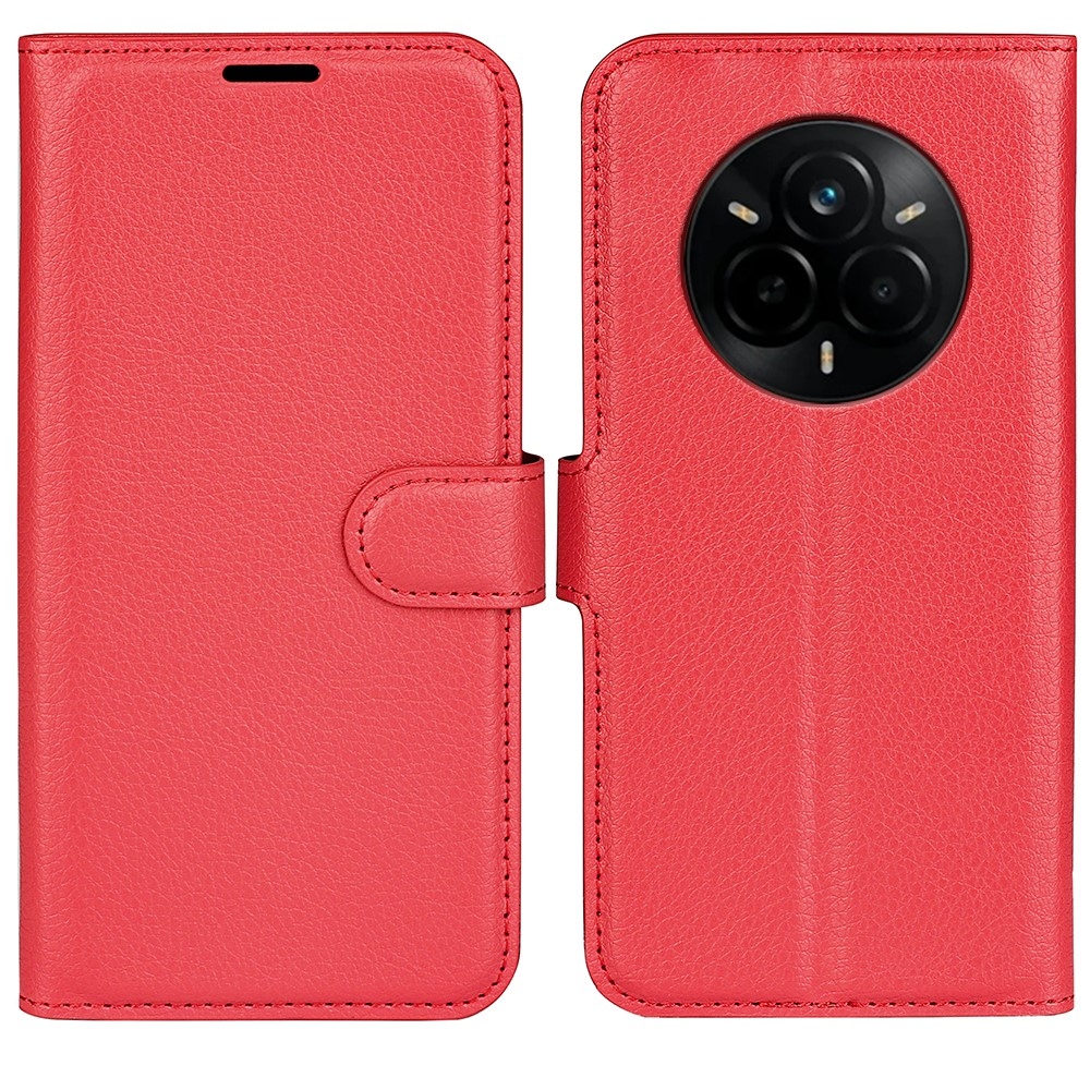 Litchi könyvtáska a Realme 14 Pro 5G készülékhez - piros