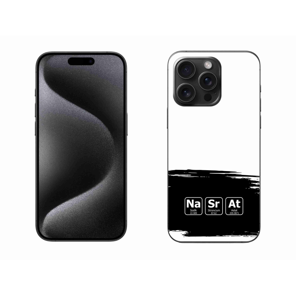 Gél borítás mmCase iPhone 15 Pro Max készülékhez - kémiai elemek fekete és fehér háttérrel