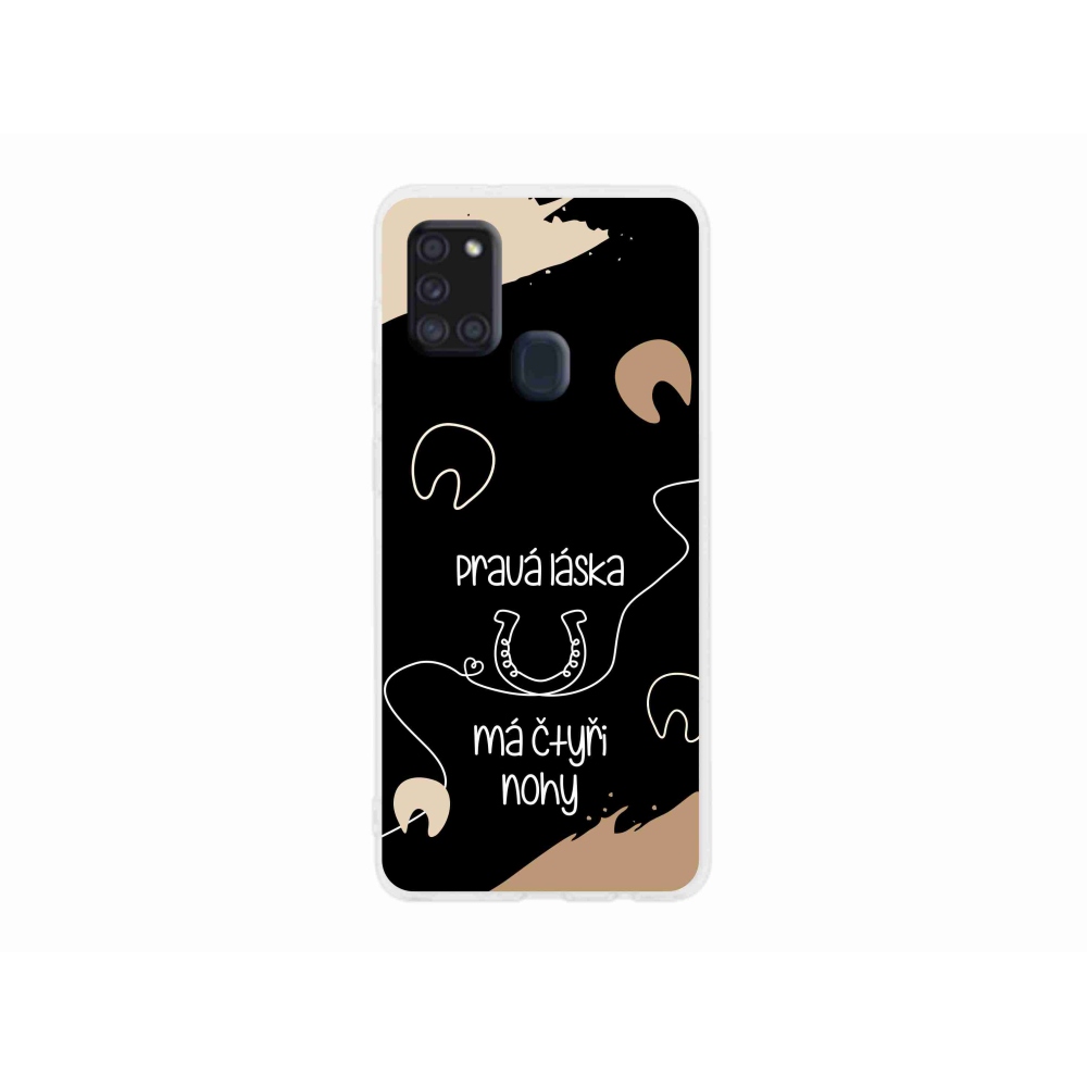 Gél borítás mmCase Samsung Galaxy A21s készülékhez - ló motívum fekete háttér