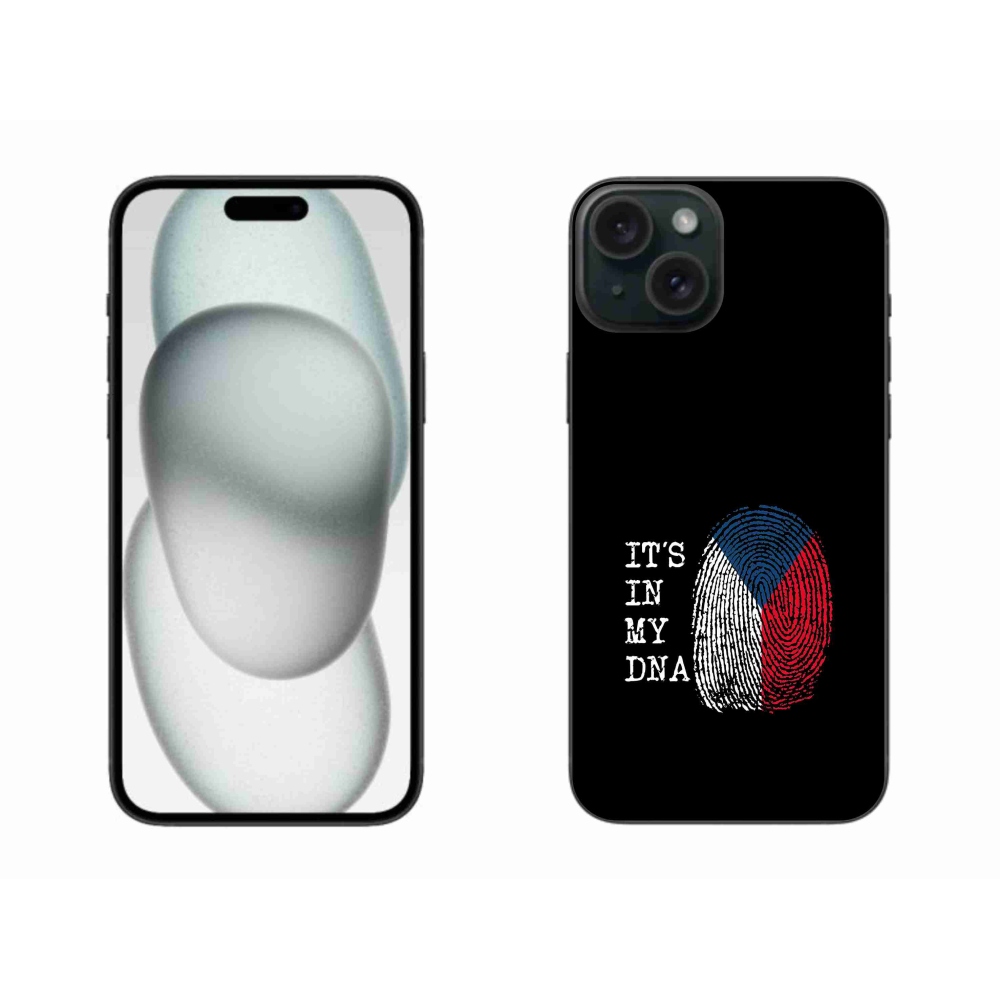 Zselés borítás mmCase iPhone 15 Plus készülékhez - zászlós ujjlenyomat fekete háttérrel