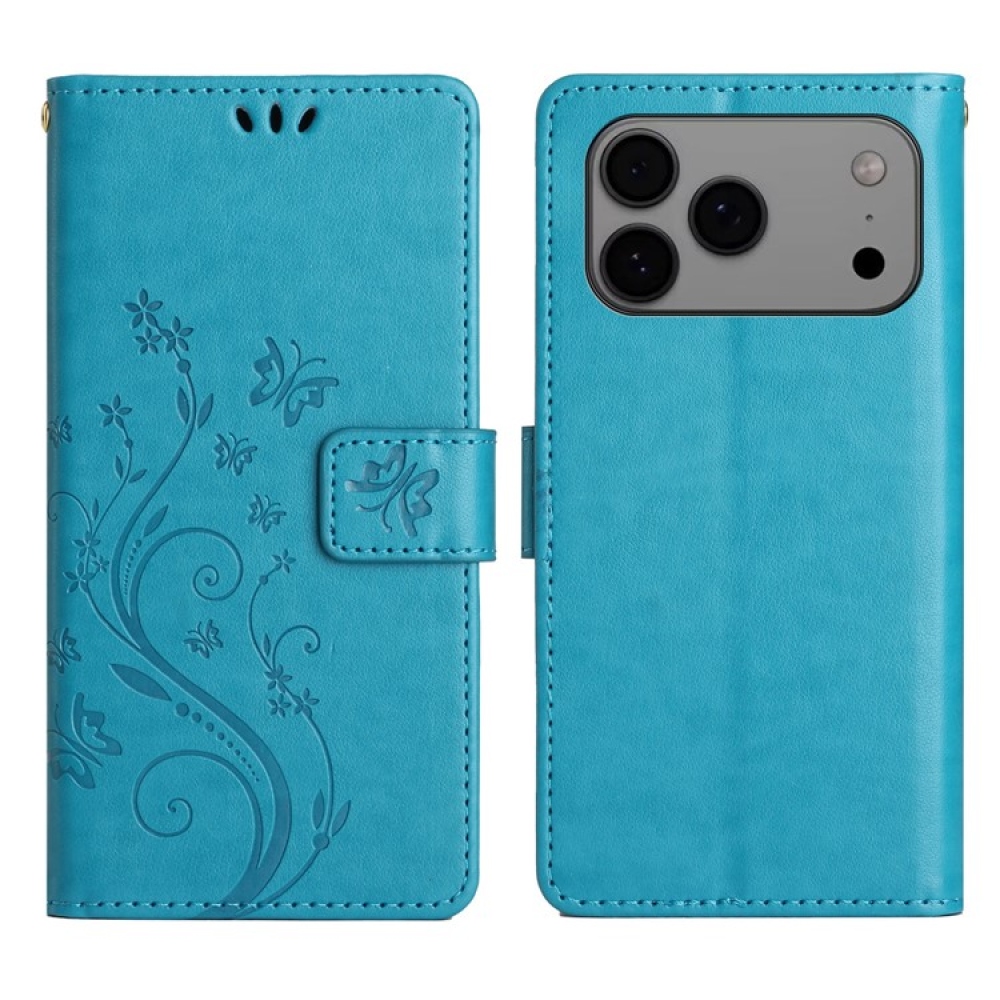 Virágok könyvtáska iPhone 17 Pro Max készülékhez - kék