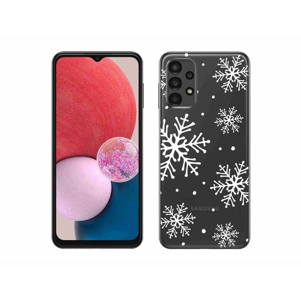 Gél borítás mmCase Samsung Galaxy A13 4G - fehér pelyhek átlátszó háttéren