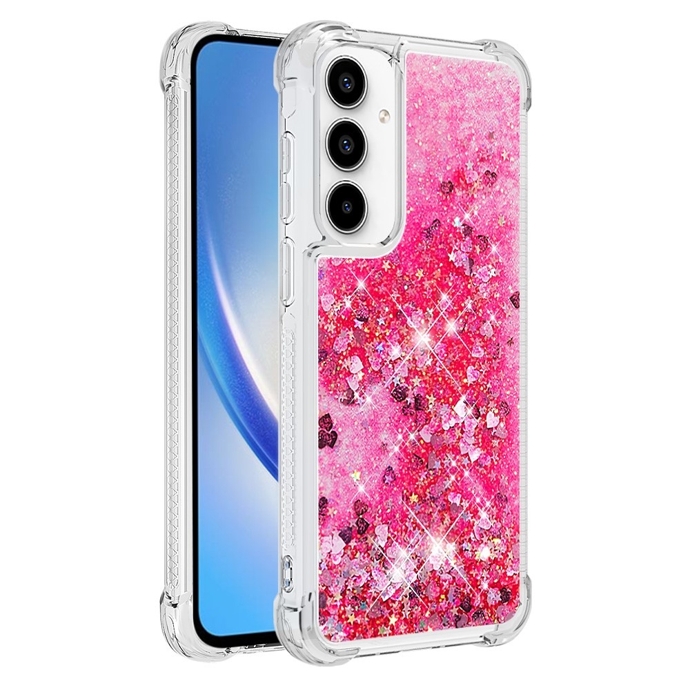 Glitter homokóra zselés tok Samsung Galaxy A56 5G - rózsaszín/szívek