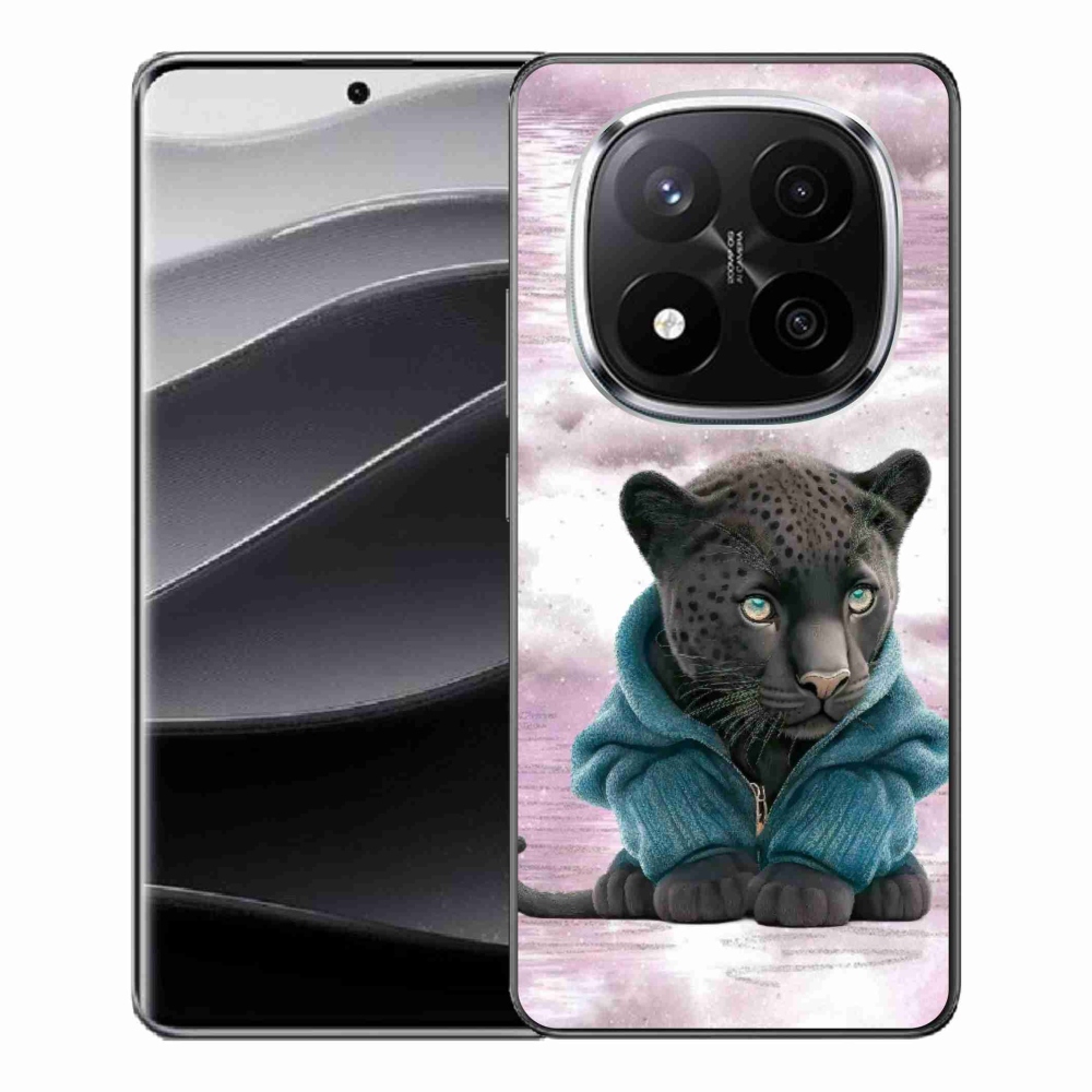 Zselés borítás mmCase a Xiaomi Redmi Note 14 Pro+ 5G számára - fekete párduc pulóverben