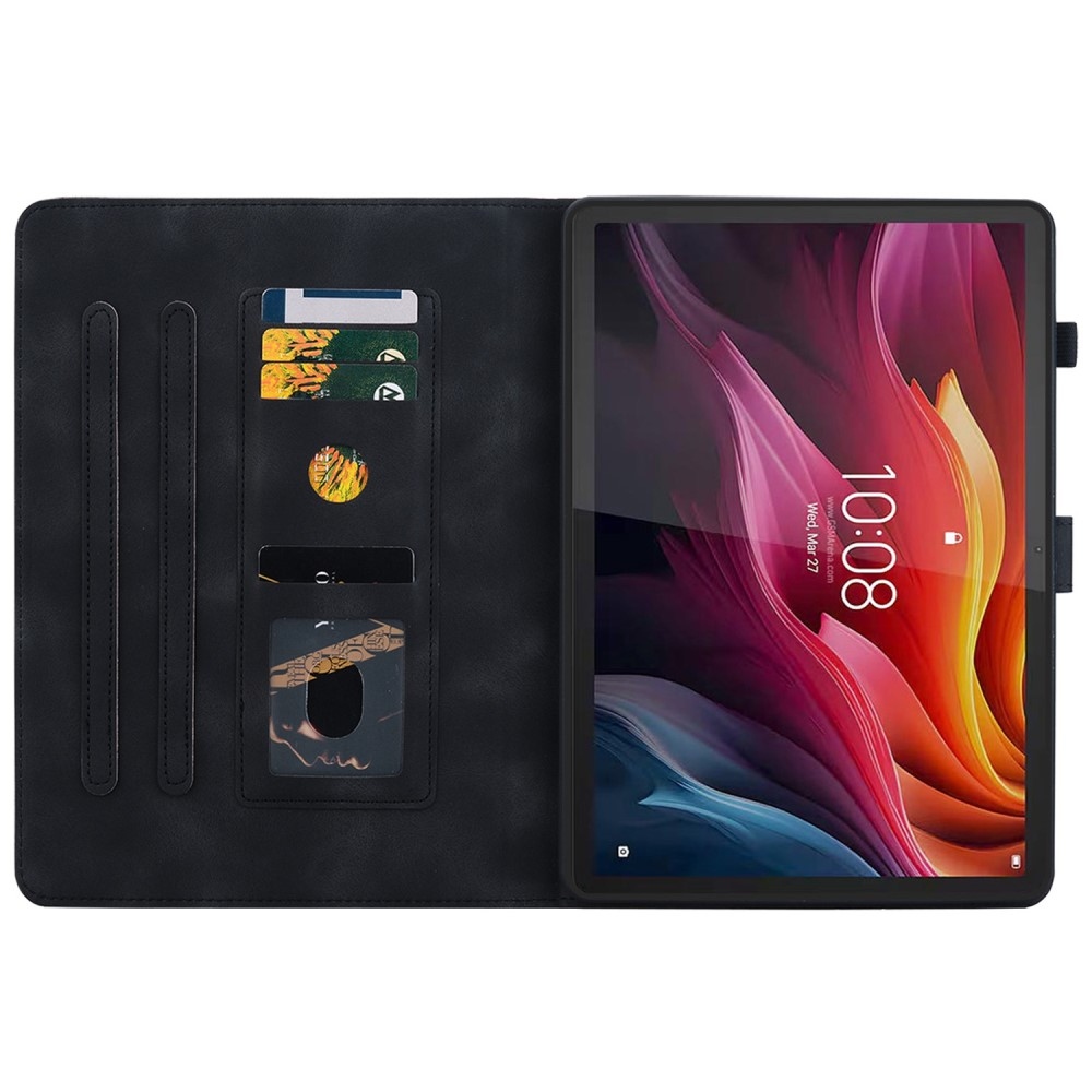 Virágok záródó tok Lenovo Tab K11 Plus-hoz - fekete