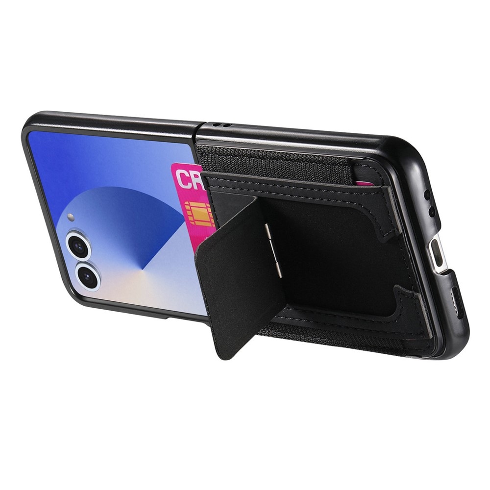 Fényűző műanyag borítás műbőrrel Samsung Galaxy Z Flip7 5G készülékre - fekete