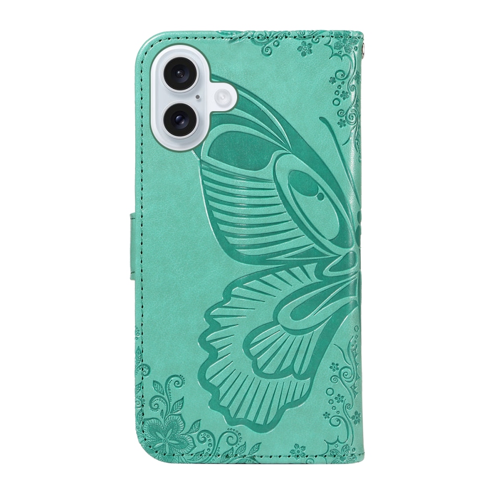 Virágos pillangó könyvtáska iPhone 17 készülékhez - teal színű