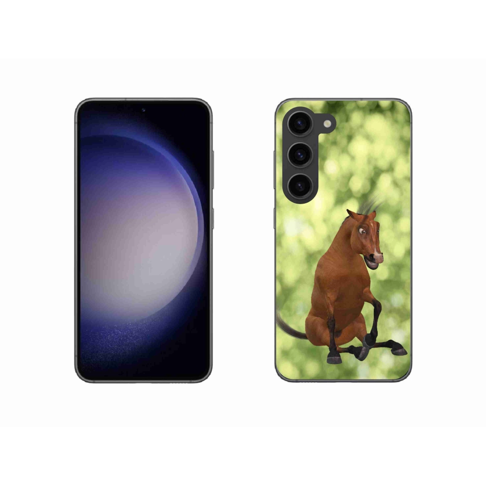 Zselés borítás mmCase Samsung Galaxy S23 5G - barna rajzfilm ló 1