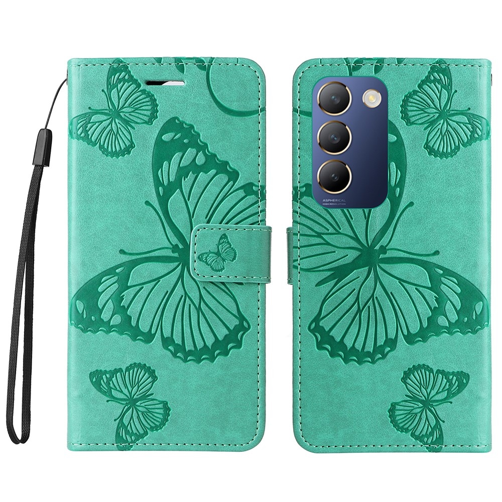Nagy pillangó könyv tok a Vivo V40 SE 4G/5G-hez - teal színű