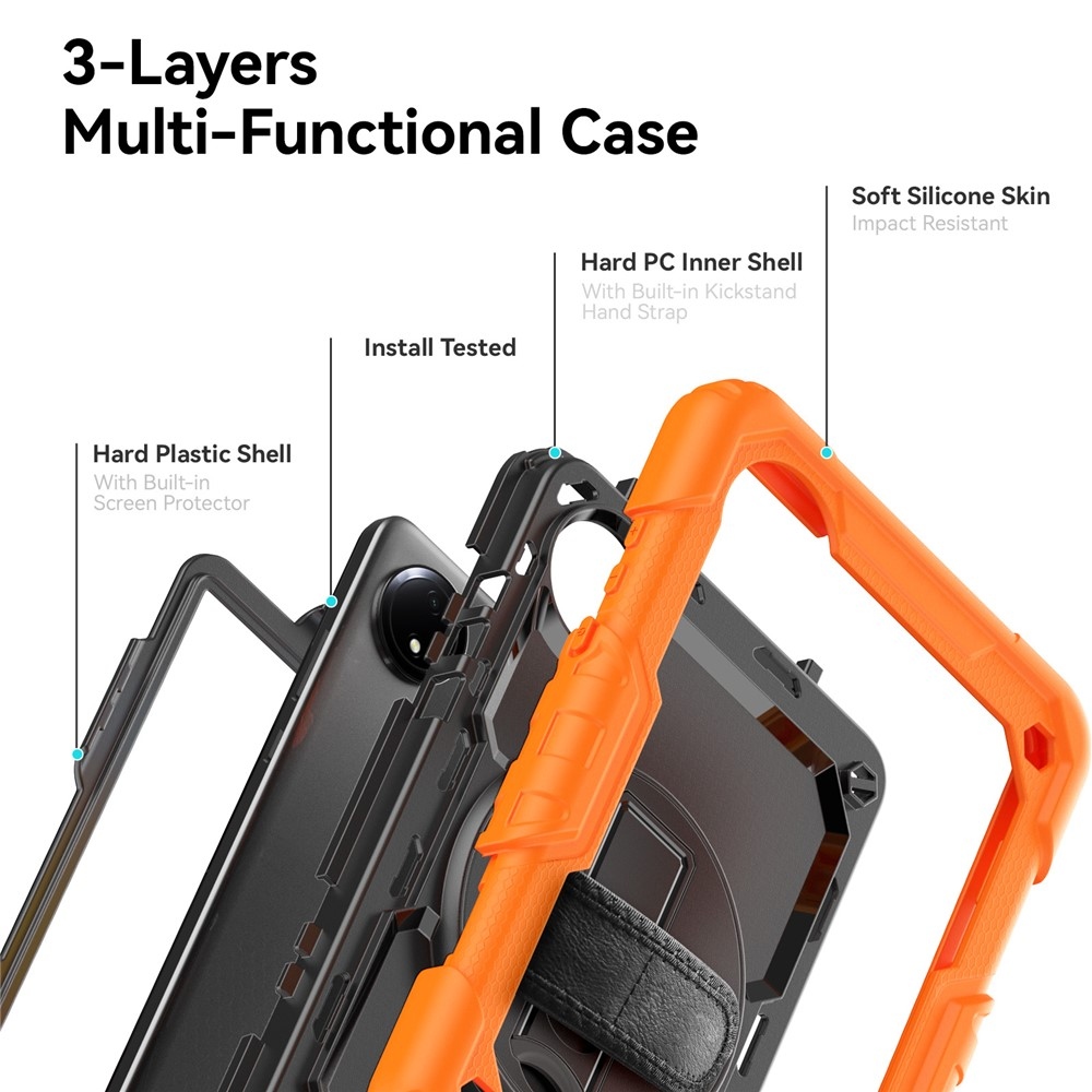 Strapabíró huzat kéztartóval és vállpánttal Xiaomi Redmi Pad SE 8.7 - narancssárga színűre