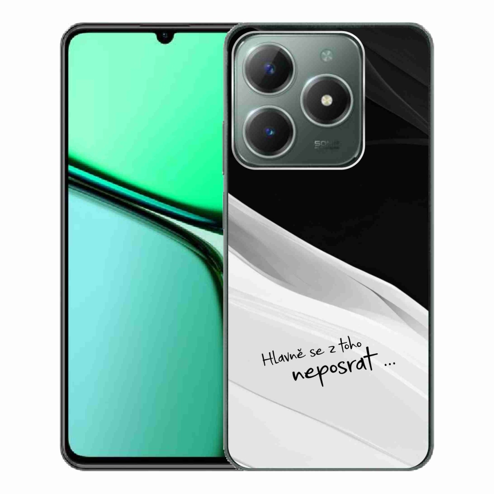 Gél borító mmCase a Realme C61 készülékhez - vicces szöveg 13 fekete-fehér háttérrel