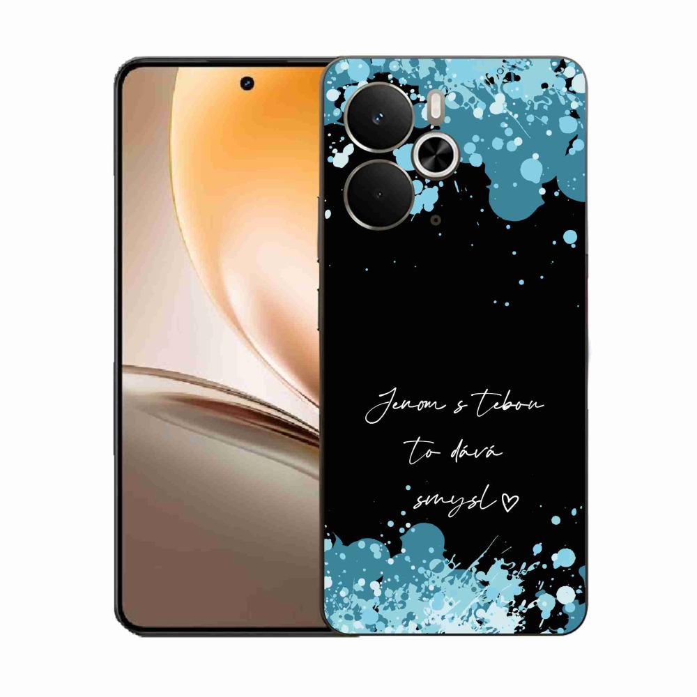 Gél borító mmCase a Realme 14 5G készülékhez - szerelmes szöveg fekete háttérrel