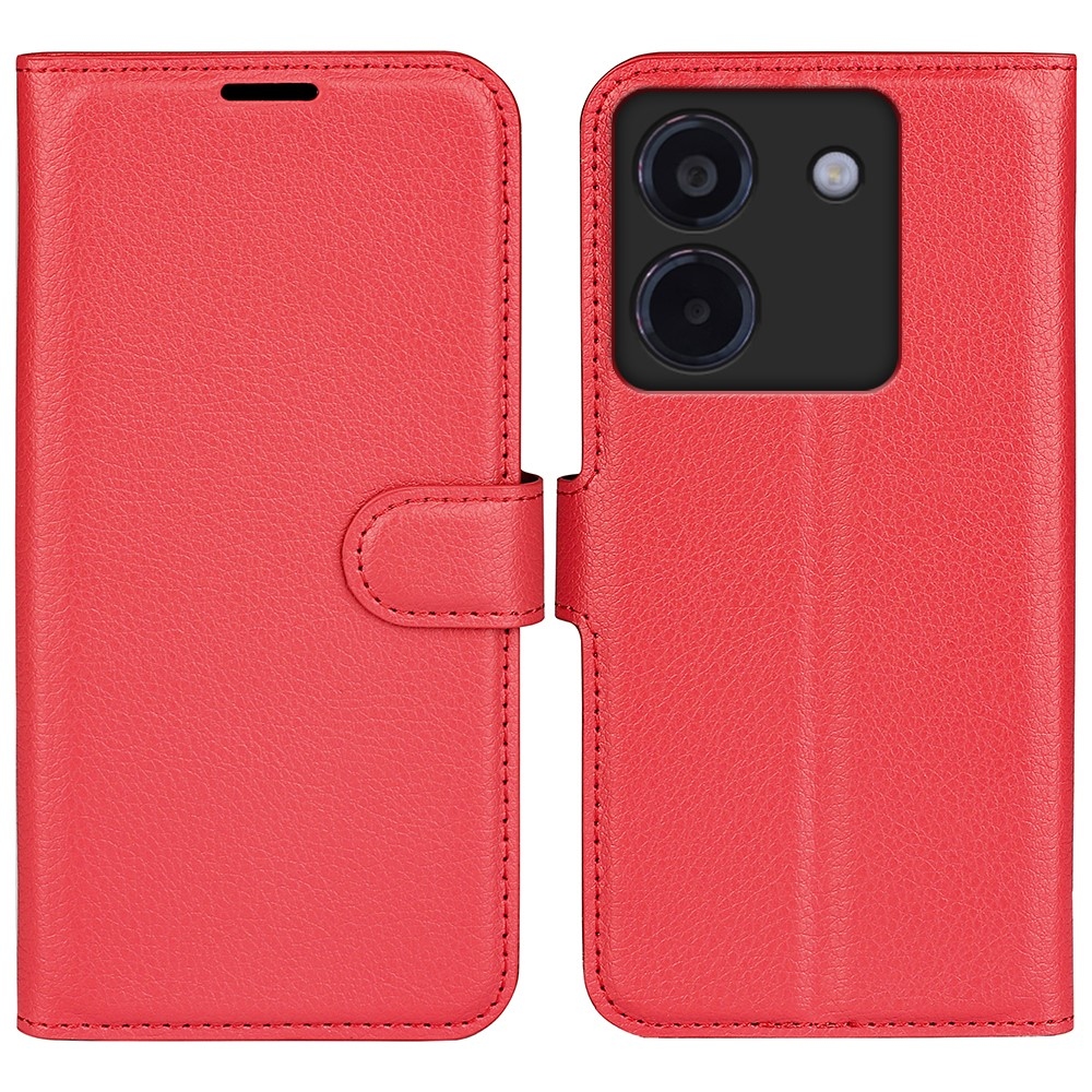 Litchi könyv tok a Xiaomi Poco M7 Pro 5G-hez - piros