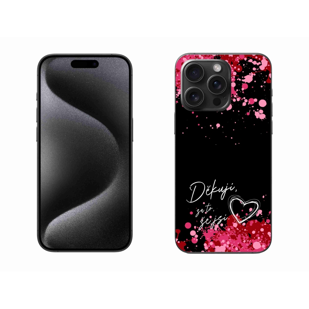Gél borítás mmCase iPhone 15 Pro Max készülékhez - text in love 2 fekete háttér