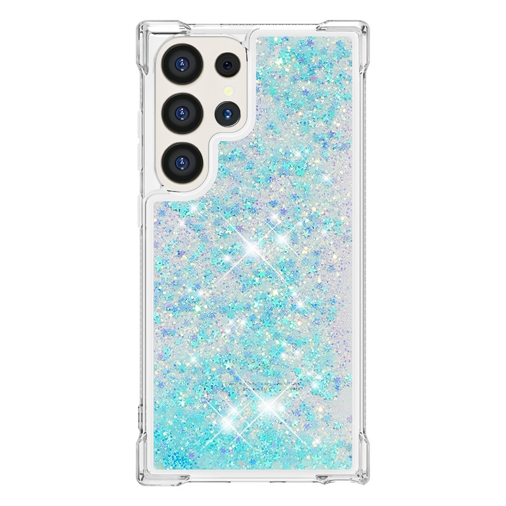 Glitter homokóra zselés tok Samsung Galaxy S24 Ultra - kék / csillagok