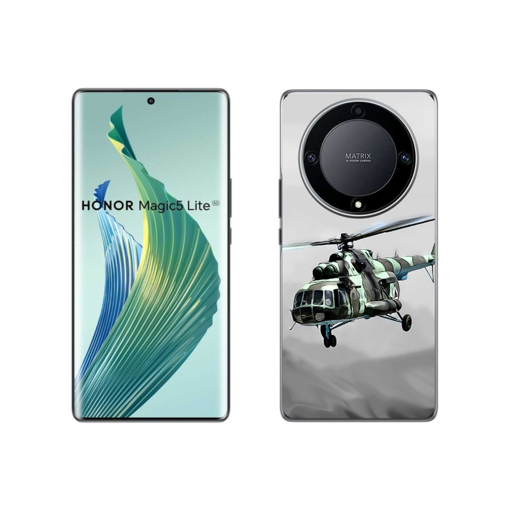Gél borítás mmCase a Honor Magic 5 Lite 5G számára - katonai helikopter